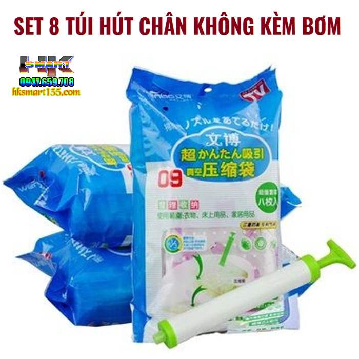 Bộ 8 túi hút chân không kèm bơm