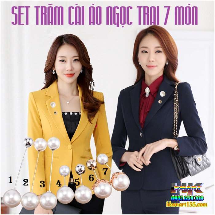 Bộ 07 cái Trâm cài áo Ngọc Trai