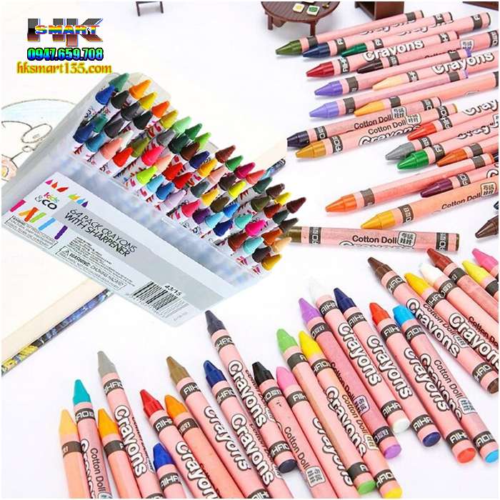 Hộp bút sáp 64 màu cho bé Crayons