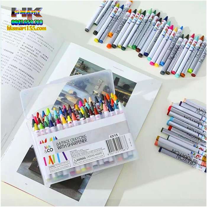 Hộp bút sáp 64 màu cho bé Crayons