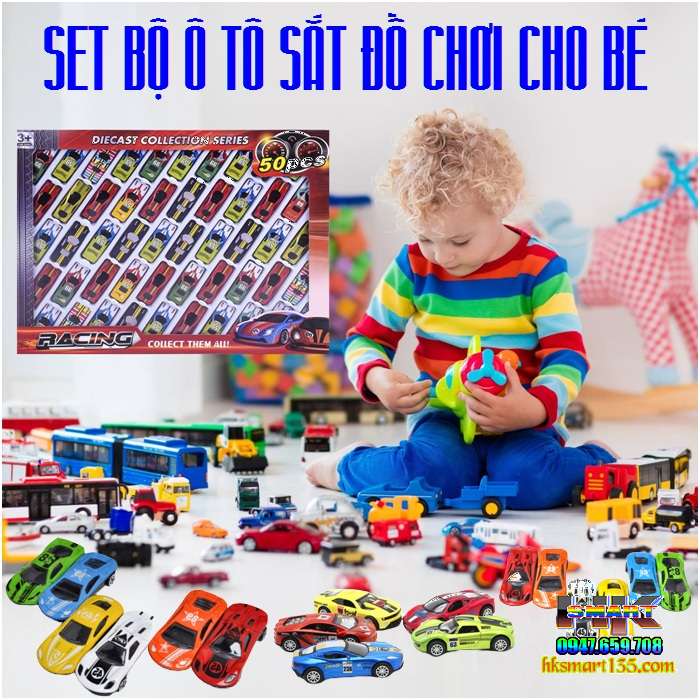 Set 50 xe ô tô mô hình bằng sắt cho bé