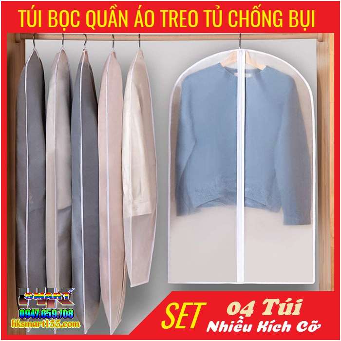 Set 4 Túi bọc quần áo treo tủ chống bụi