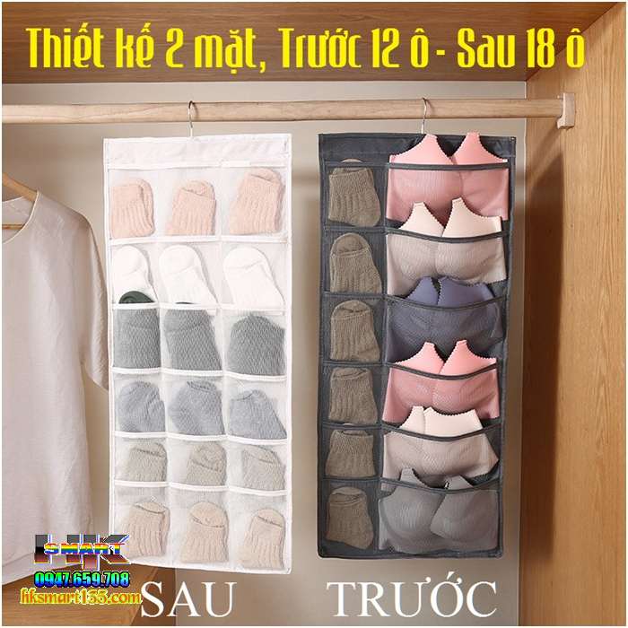 Túi treo đồ lót 2 mặt nhiều ngăn