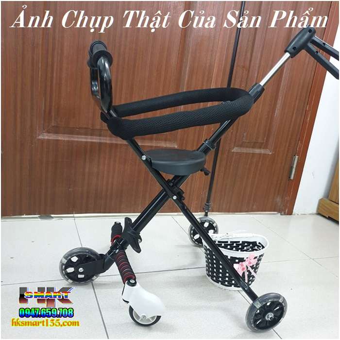 Xe đẩy 5 bánh gấp gọn thông minh cho bé