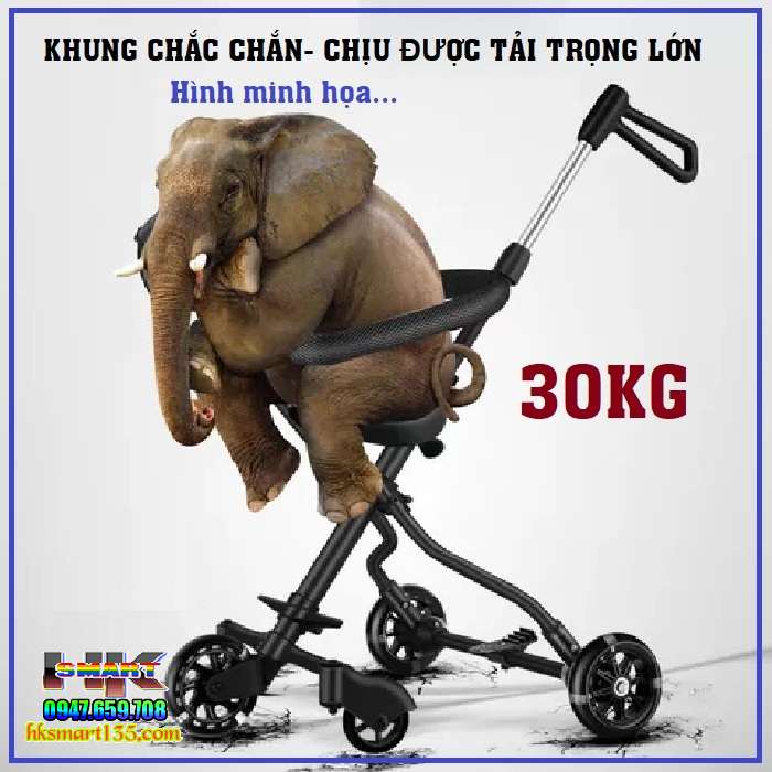 Xe đẩy 5 bánh gấp gọn thông minh cho bé