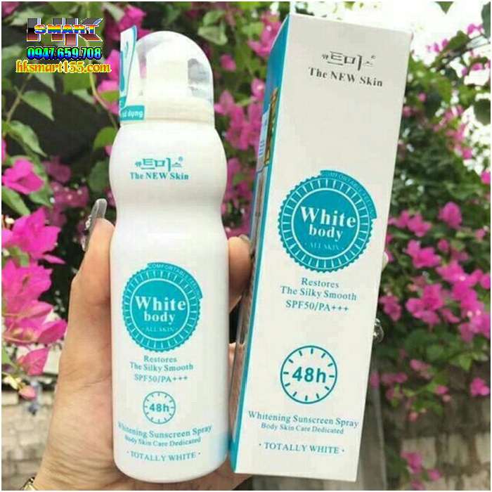 Xịt dưỡng da chống nắng White Body The New Skin 48h