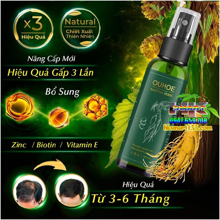 Xịt mọc tóc tinh chất Nhân Sâm giúp tóc đen Ouhoe 100ml