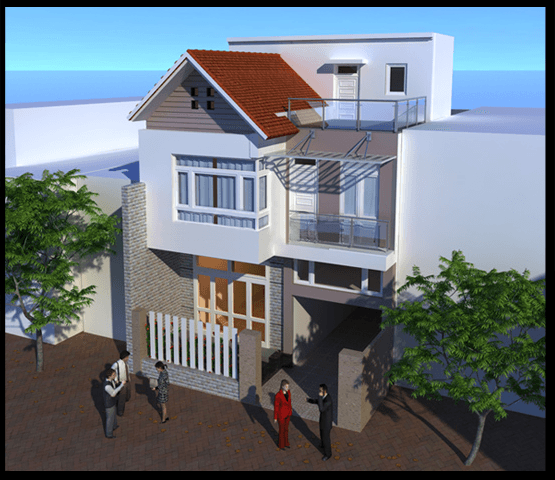 Nhà 2 tầng 1 tum mái