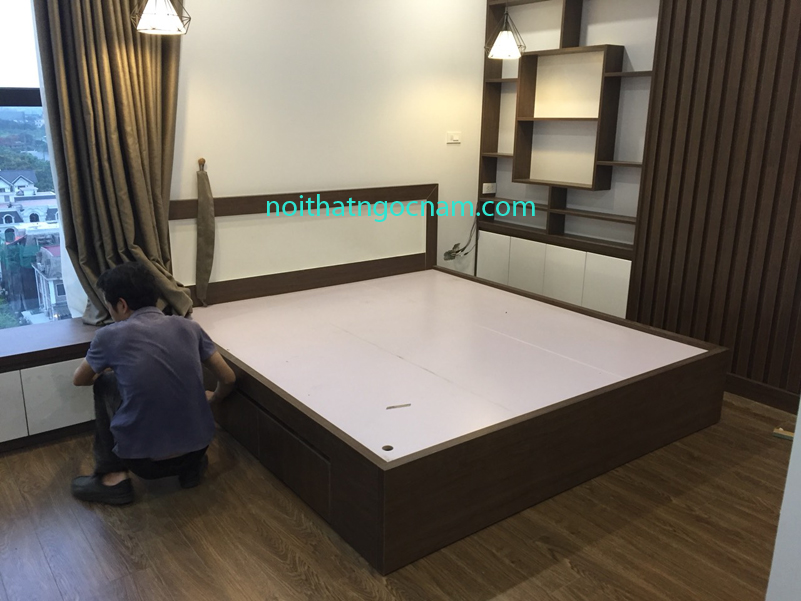 nội thất phòng ngủ sử dụng gỗ công nghiệp phủ melamine