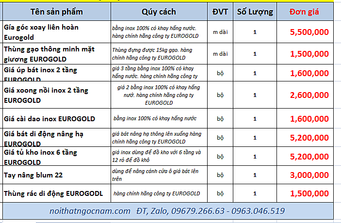 phụ kiện tủ bếp chung cư cao cấp 304