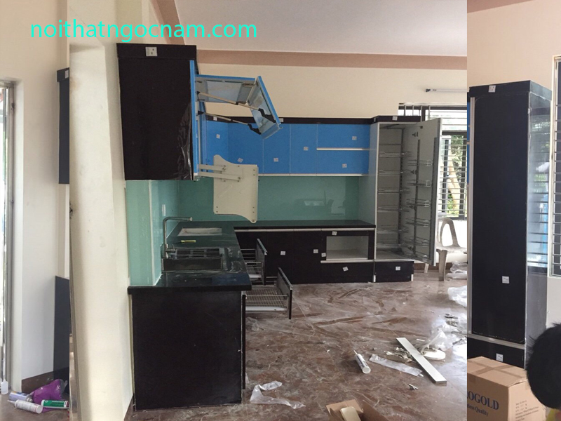 công trình thực tế tủ bếp nhựa Acrylic chị Vy Hoành Bồ - Quảng Ninh