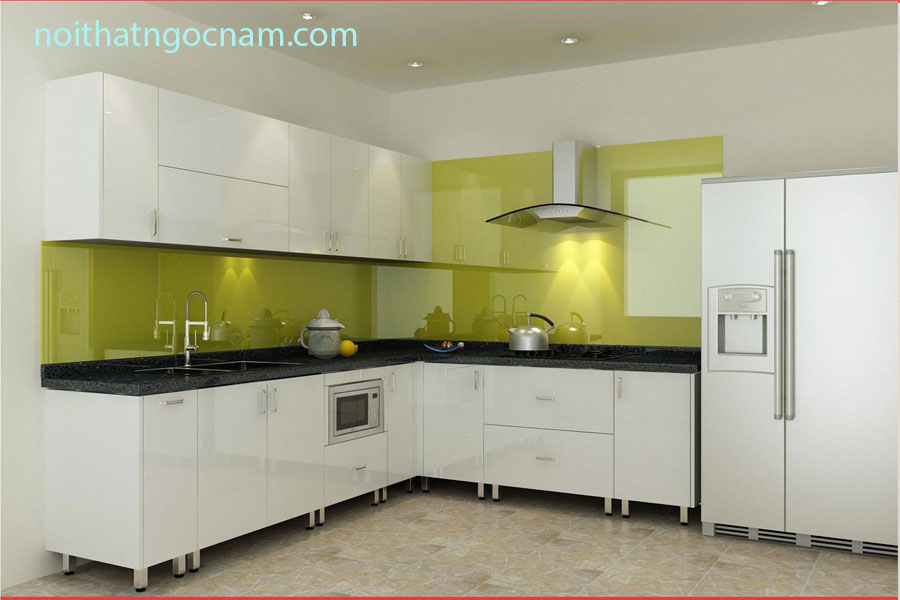 Tủ bếp inox 304 Acrylic bóng giương an cường chính hãng