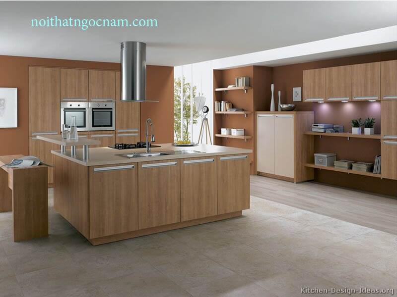 Mẫu tủ bếp nhựa Laminate An Cường và bàn đảo cho không gian phòng bếp đẹp