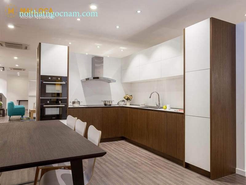Mẫu tủ bếp Laminate + Acrylic An Cường chữ L