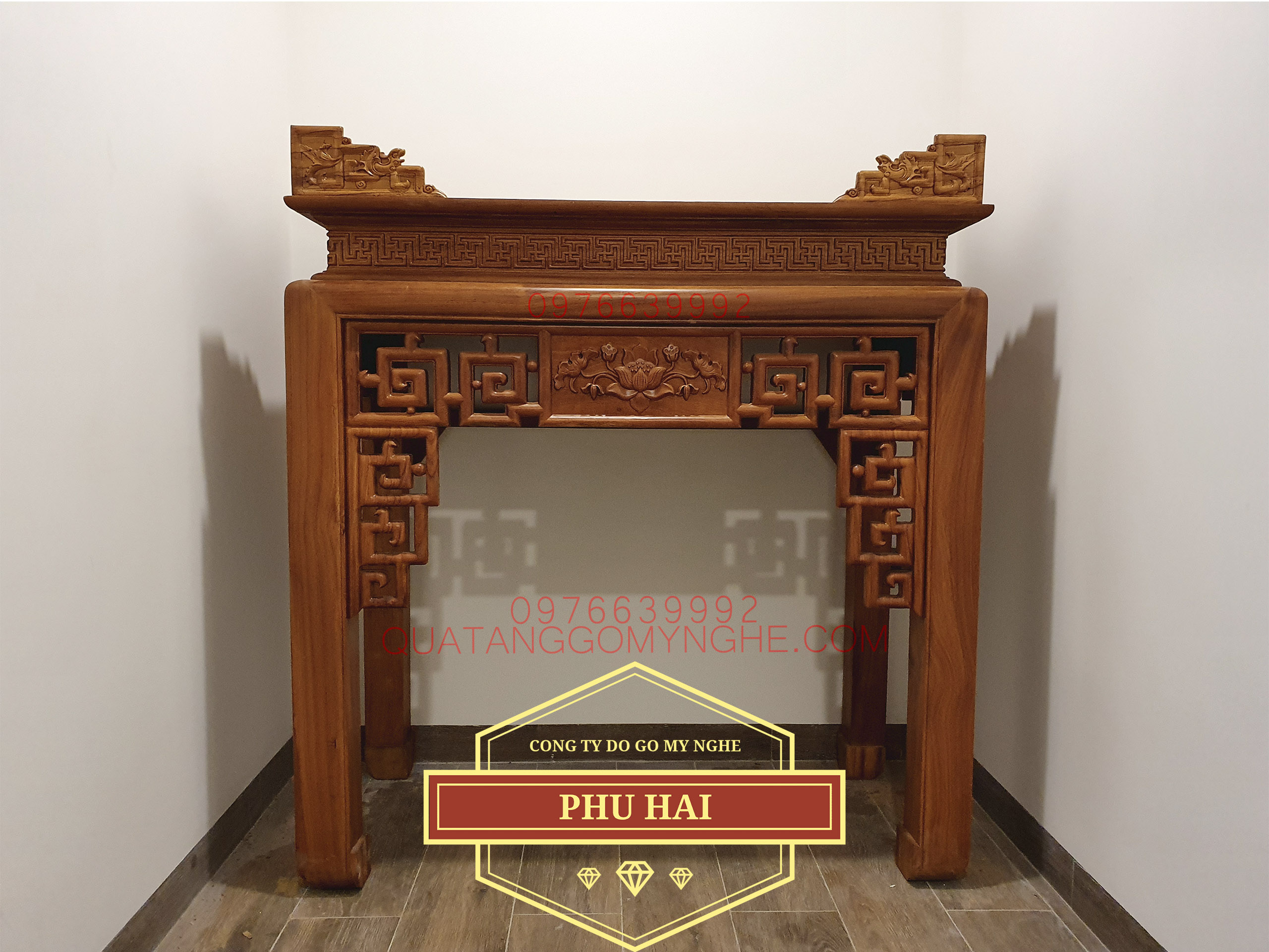 Bàn Thờ Án Gian Gỗ Chạm Sen