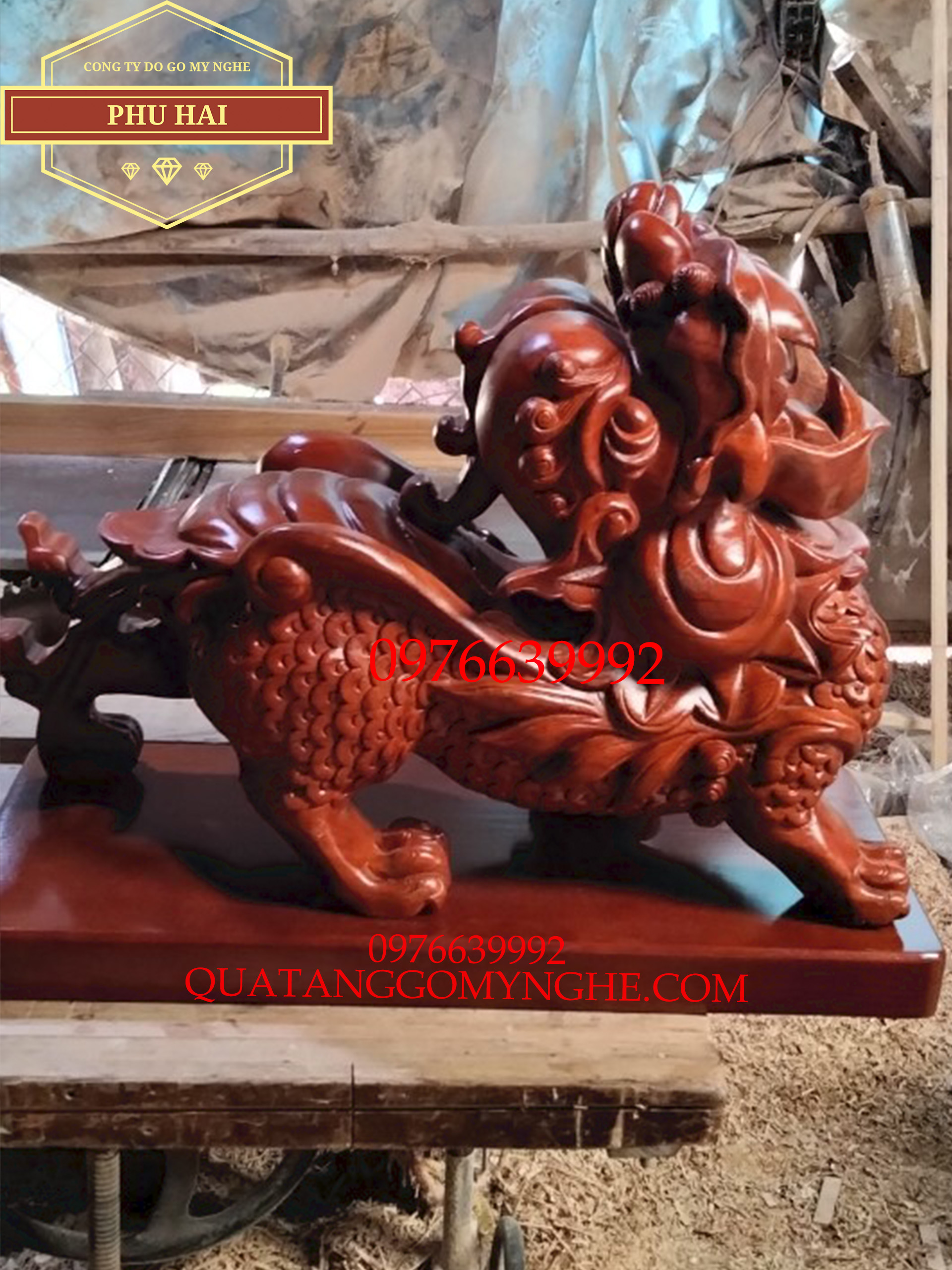 Đôi Nghê Ngậm Ngà Voi Gỗ