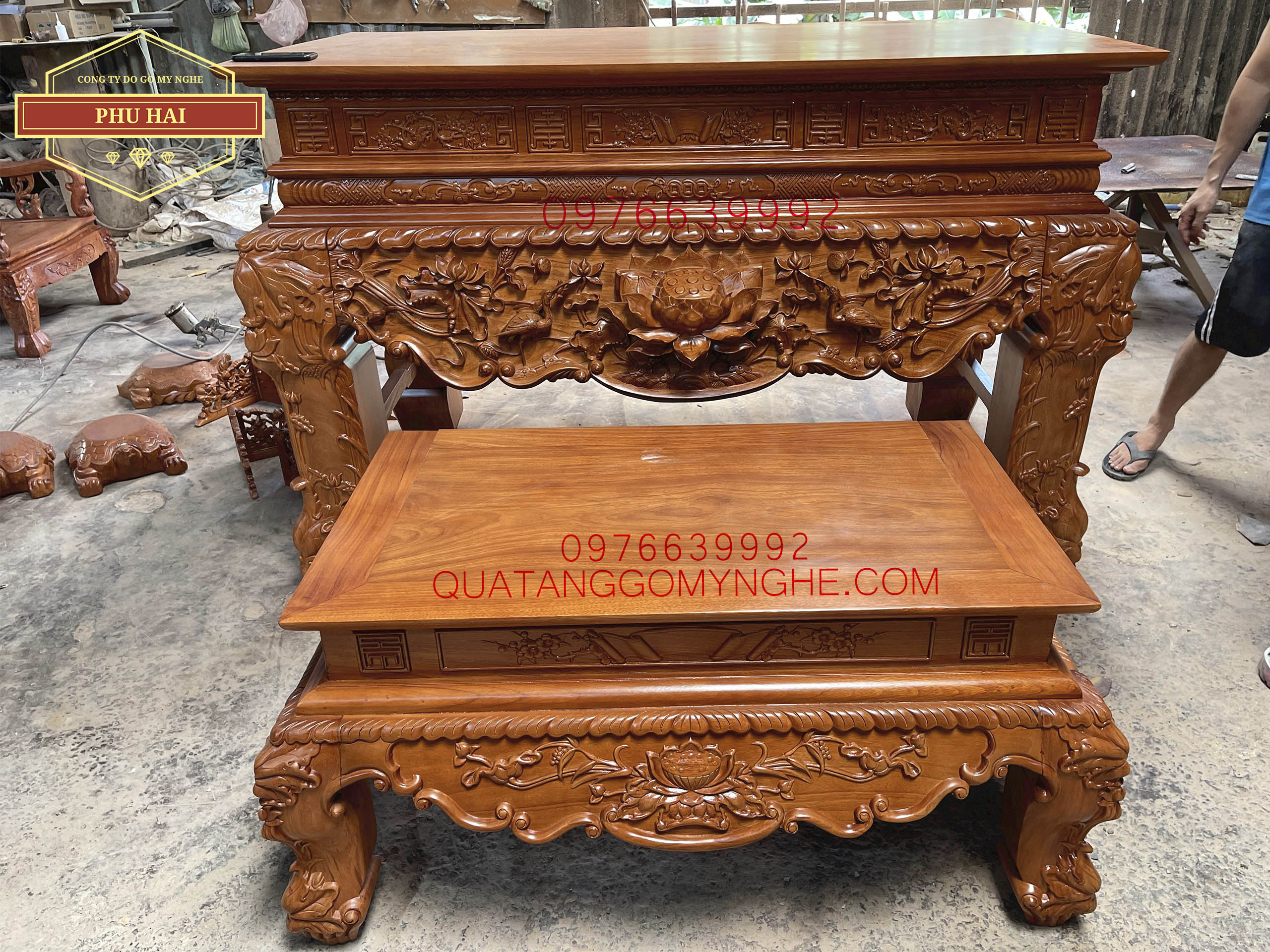 Sập Thờ Gia Tiên Chạm Sen