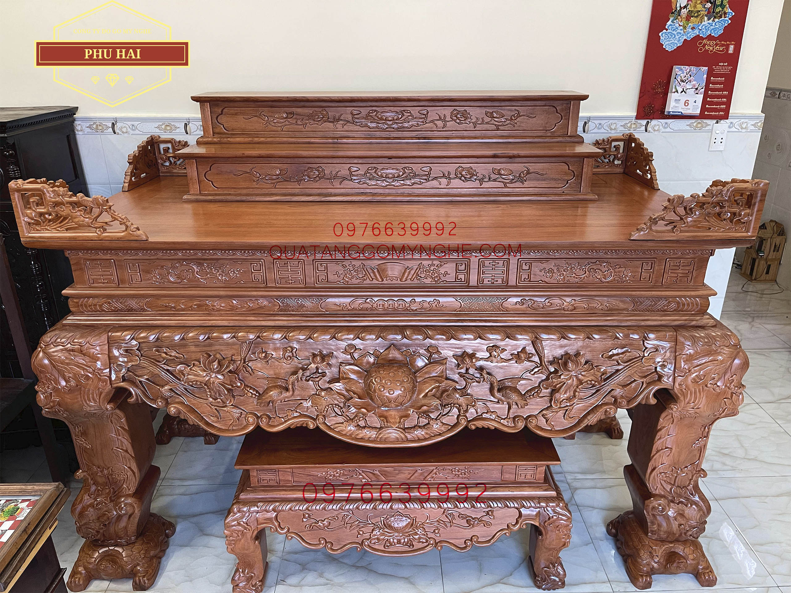 Bàn Thờ Gia Tiên Chạm Sen