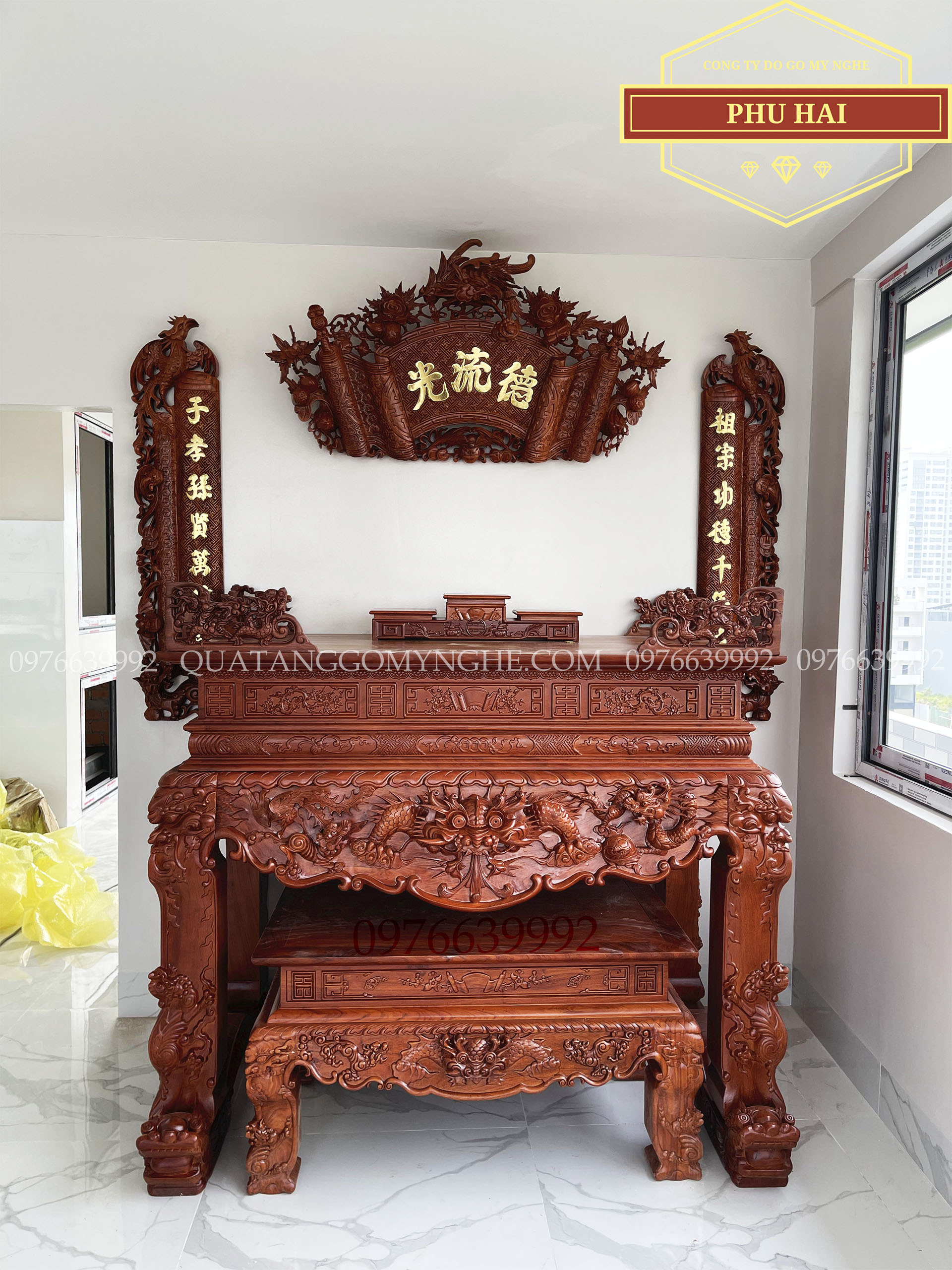 Bàn Thờ Gia Tiên Gỗ Chạm Rồng