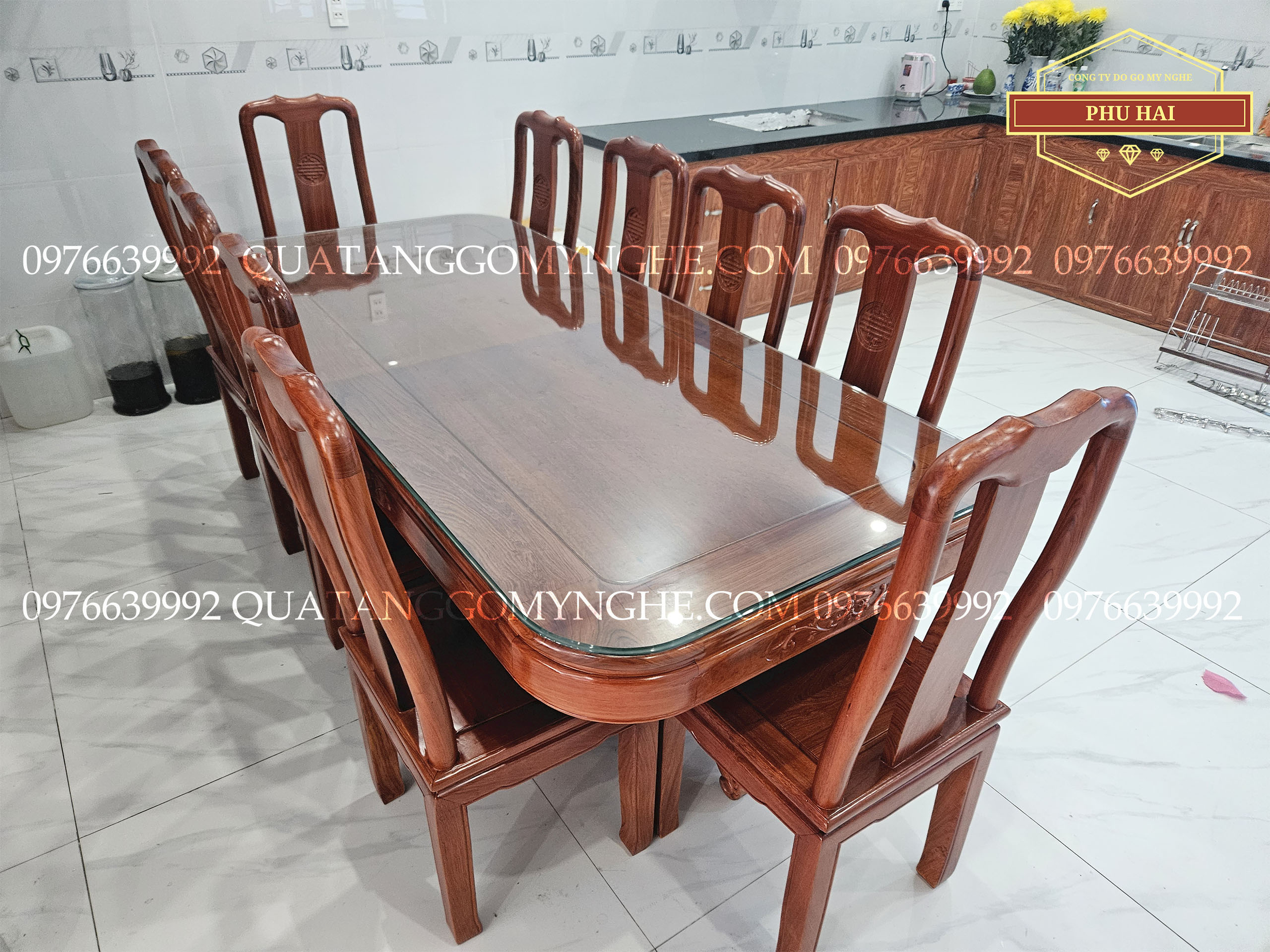 Bộ bàn ăn 10 ghế gỗ hương đẹp Bộ bàn ăn 10 ghế gỗ hương đẹp