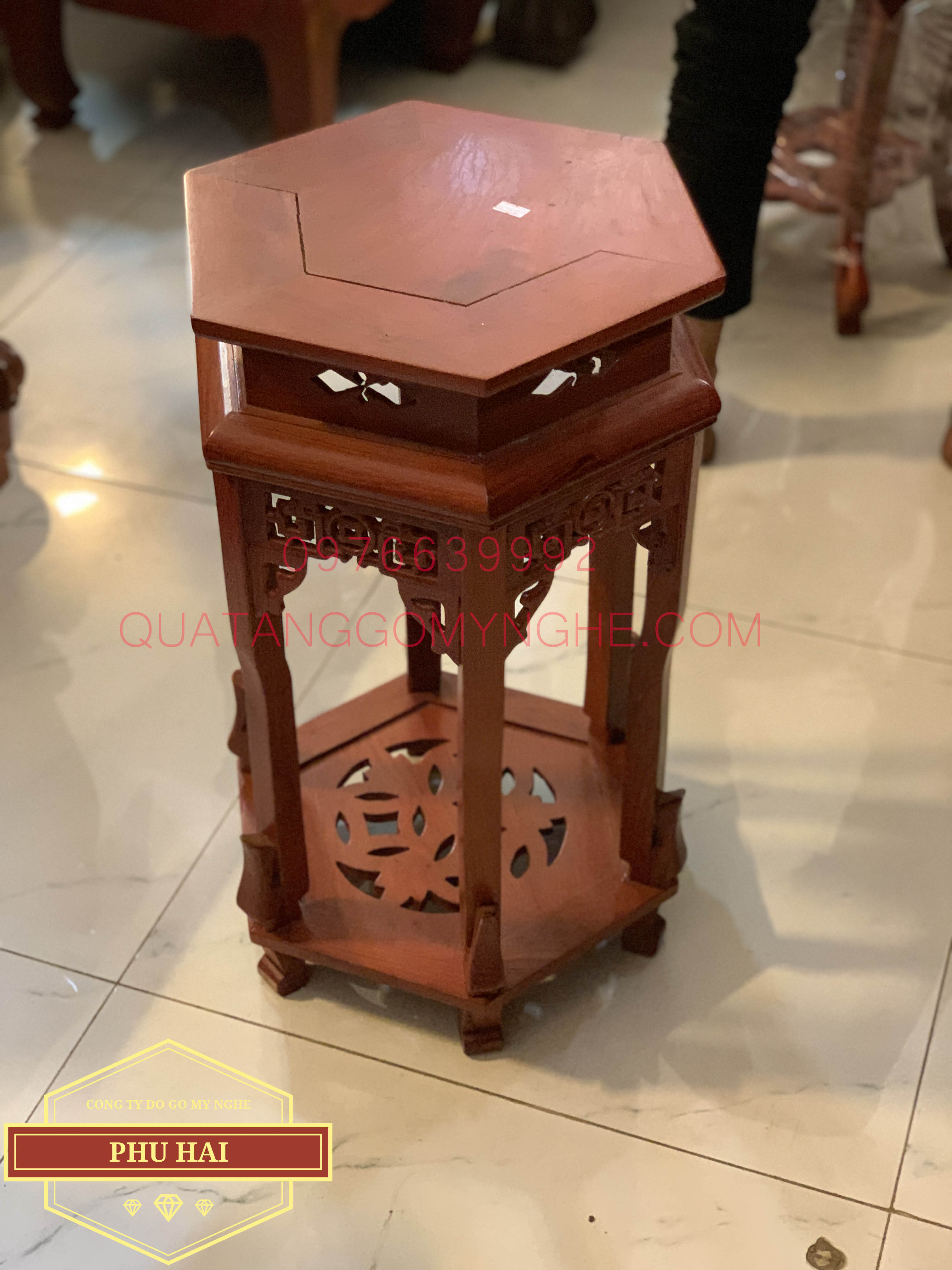 Đôn Gỗ Lục Giác Gỗ Hương Cao 60 Mặt 30 - DG53 Đôn Gỗ Lục Giác Gỗ Hương Cao 60 Mặt 30 - DG53