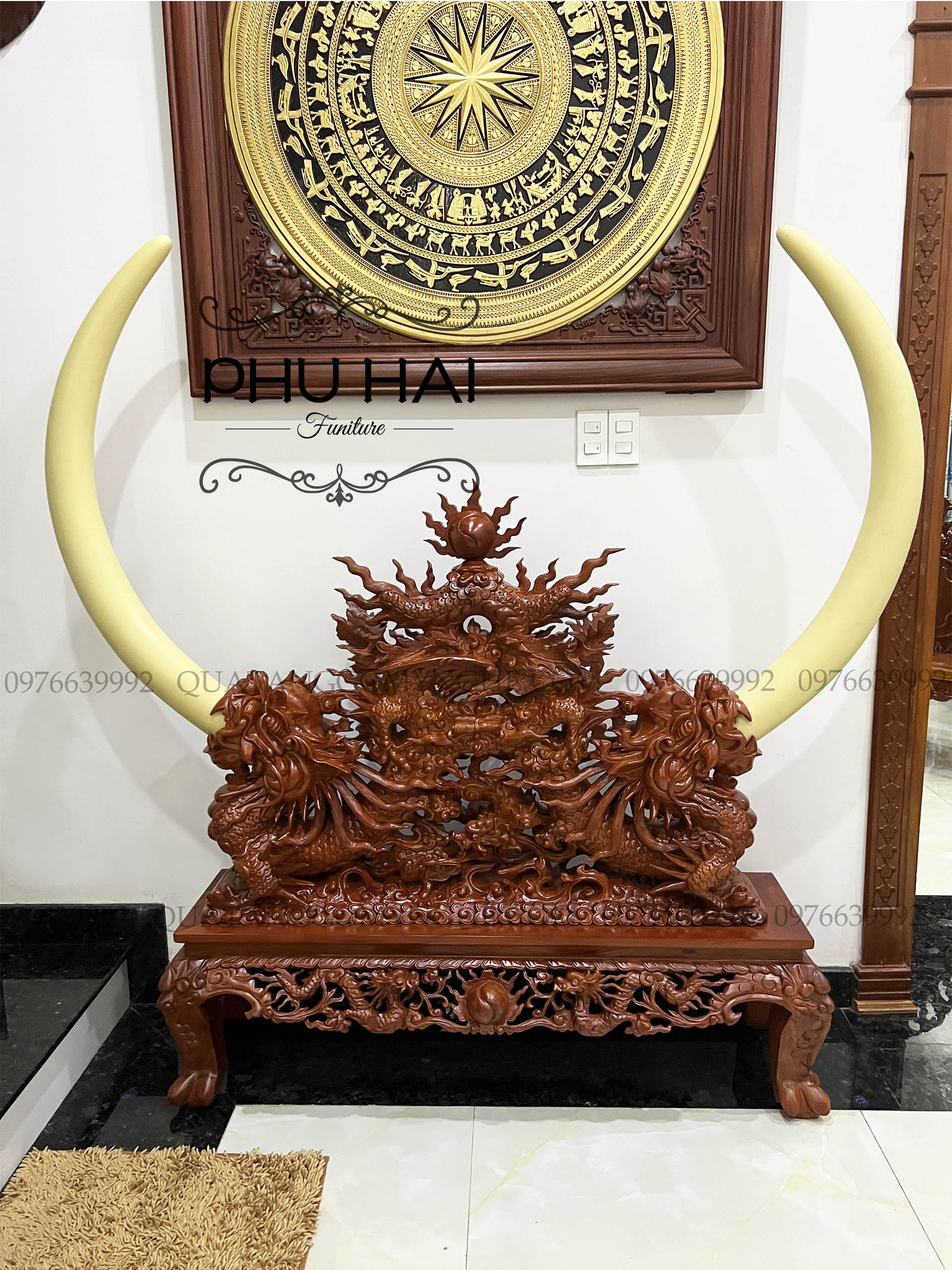 Giá Ngà Đục Tứ Linh Gỗ Hương Đẹp Giá Ngà Đục Tứ Linh Gỗ Hương Đẹp