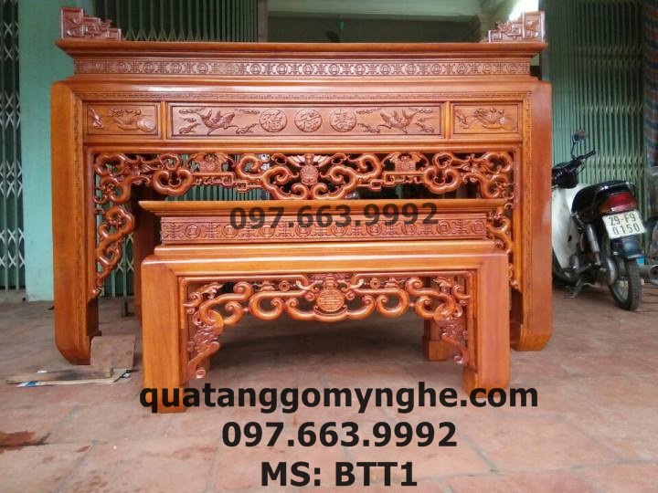 Bàn thờ gỗ mít, bàn thờ chạm dơi BTT1 Bàn thờ gỗ mít, bàn thờ chạm dơi BTT1