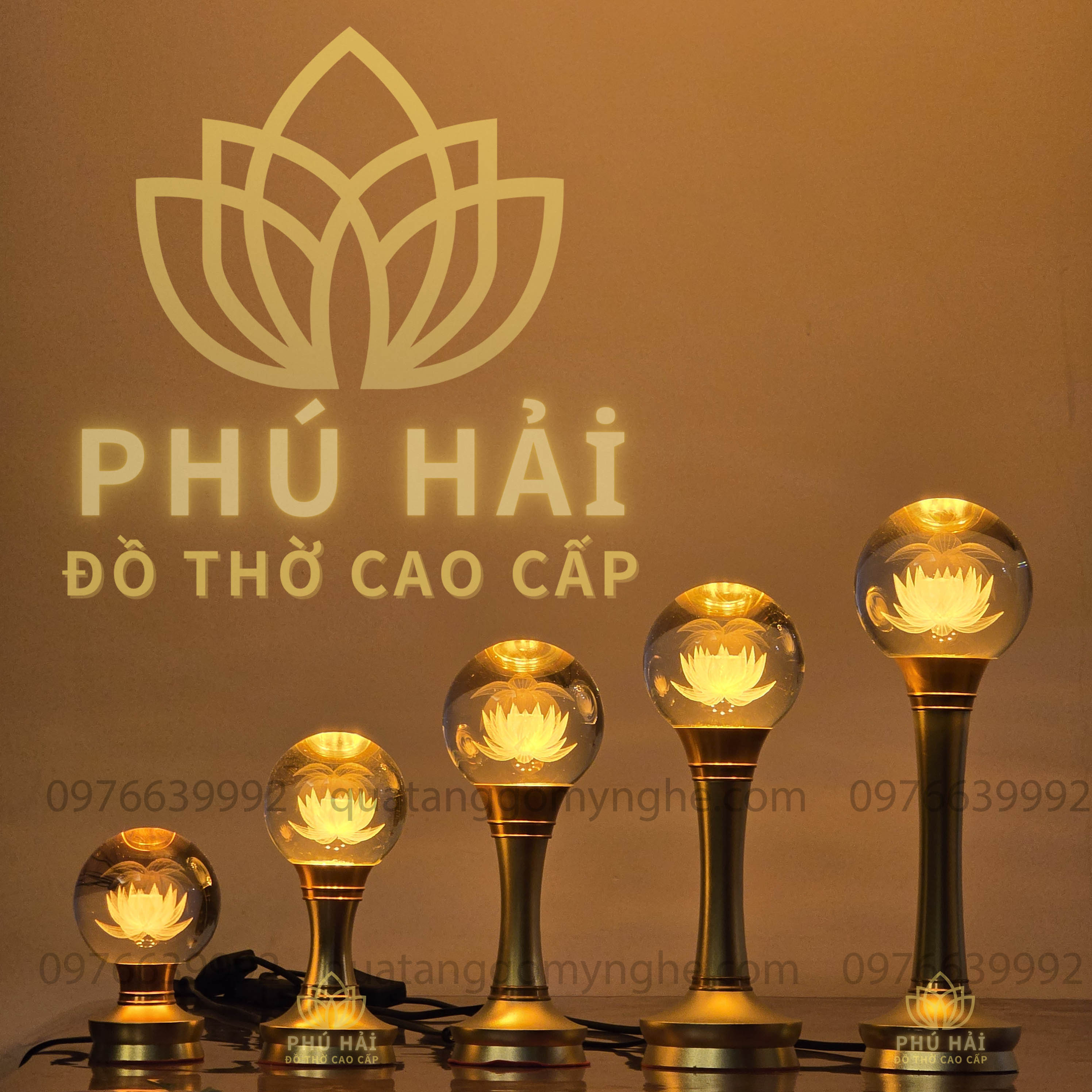 Đèn Thờ Pha Lê Cầu Hoa Sen Cao Cấp -  Cao 13 18 23 27 31cm Đèn Thờ Pha Lê Cầu Hoa Sen Cao Cấp -  Cao 13 18 23 27 31cm