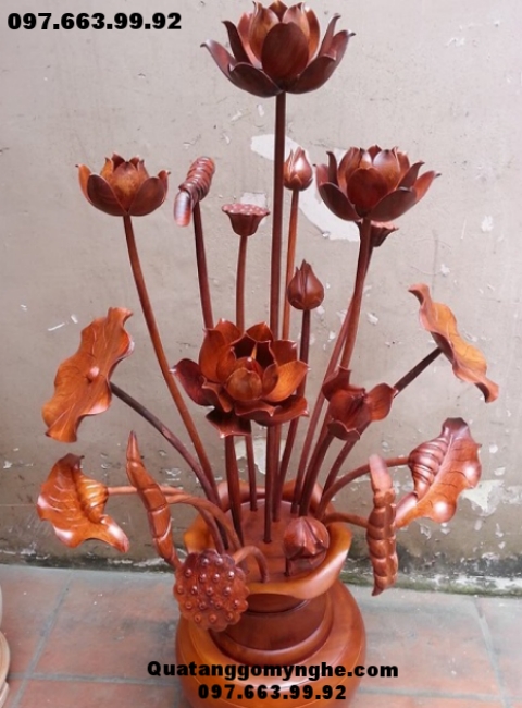 Lọ Hoa Sen Gỗ, Hoa Sen Gỗ Mỹ Nghệ Đẹp DV07 Lọ Hoa Sen Gỗ, Hoa Sen Gỗ Mỹ Nghệ Đẹp DV07