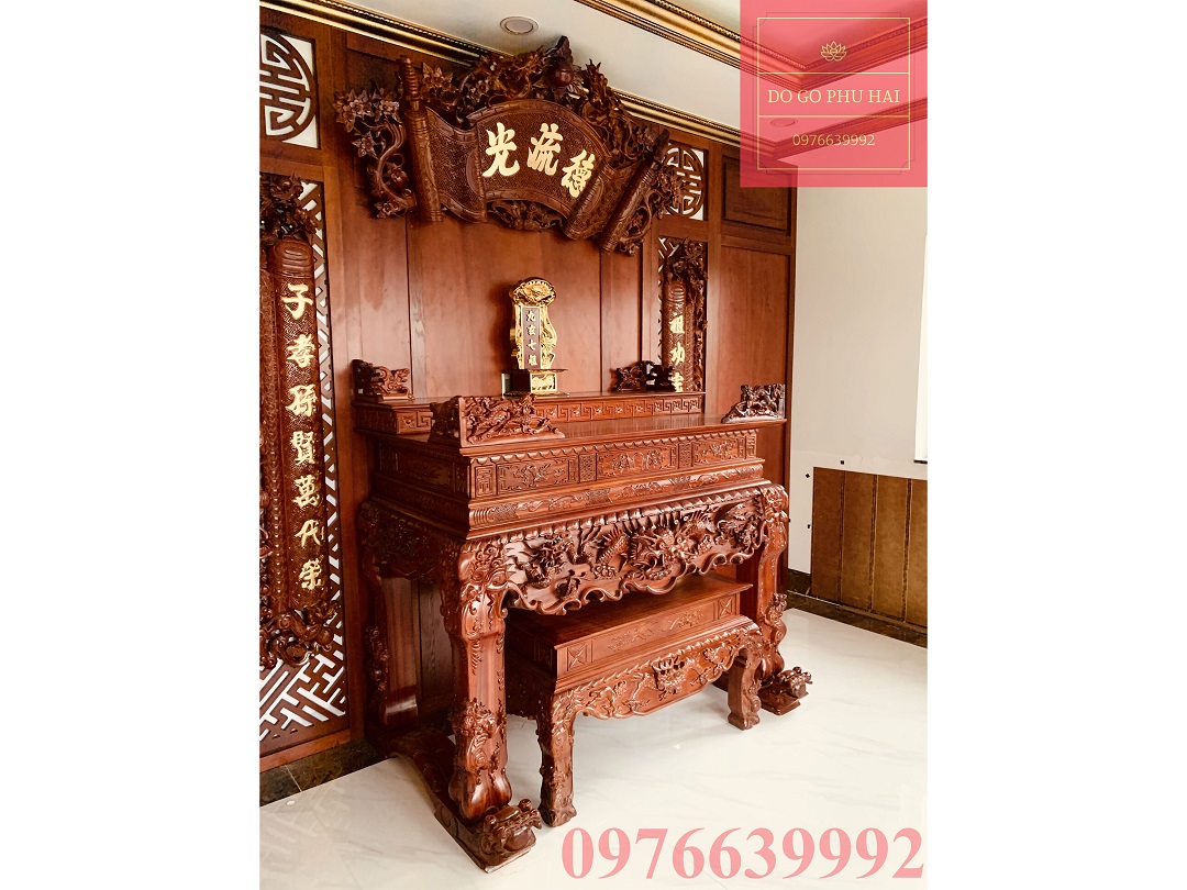 Sập Thờ Gỗ Tứ Linh Size Nhỏ 1m53 Sập Thờ Gỗ Tứ Linh Size Nhỏ 1m53