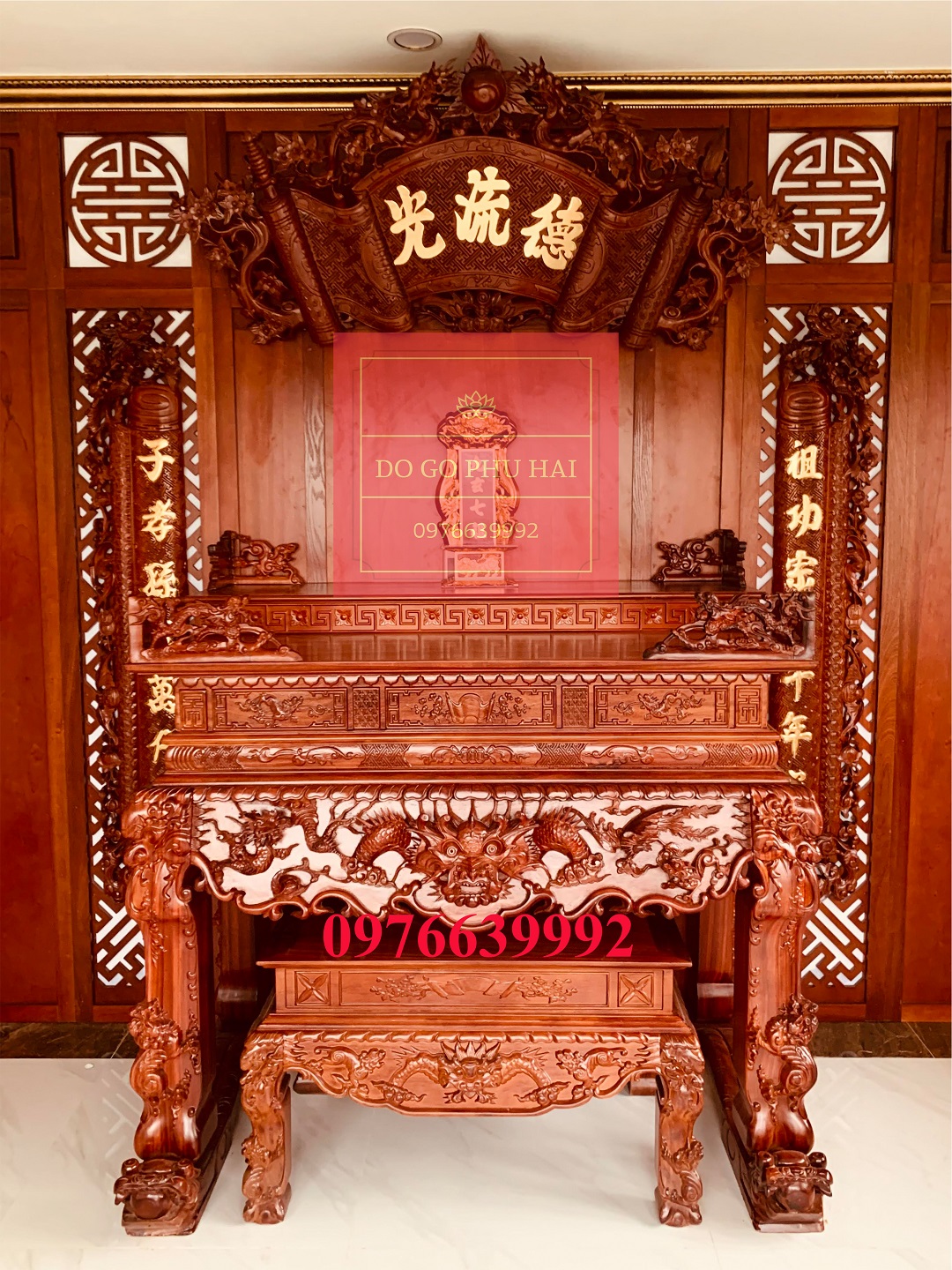 Sập Thờ Gỗ Tứ Linh Size Nhỏ 1m53 Sập Thờ Gỗ Tứ Linh Size Nhỏ 1m53