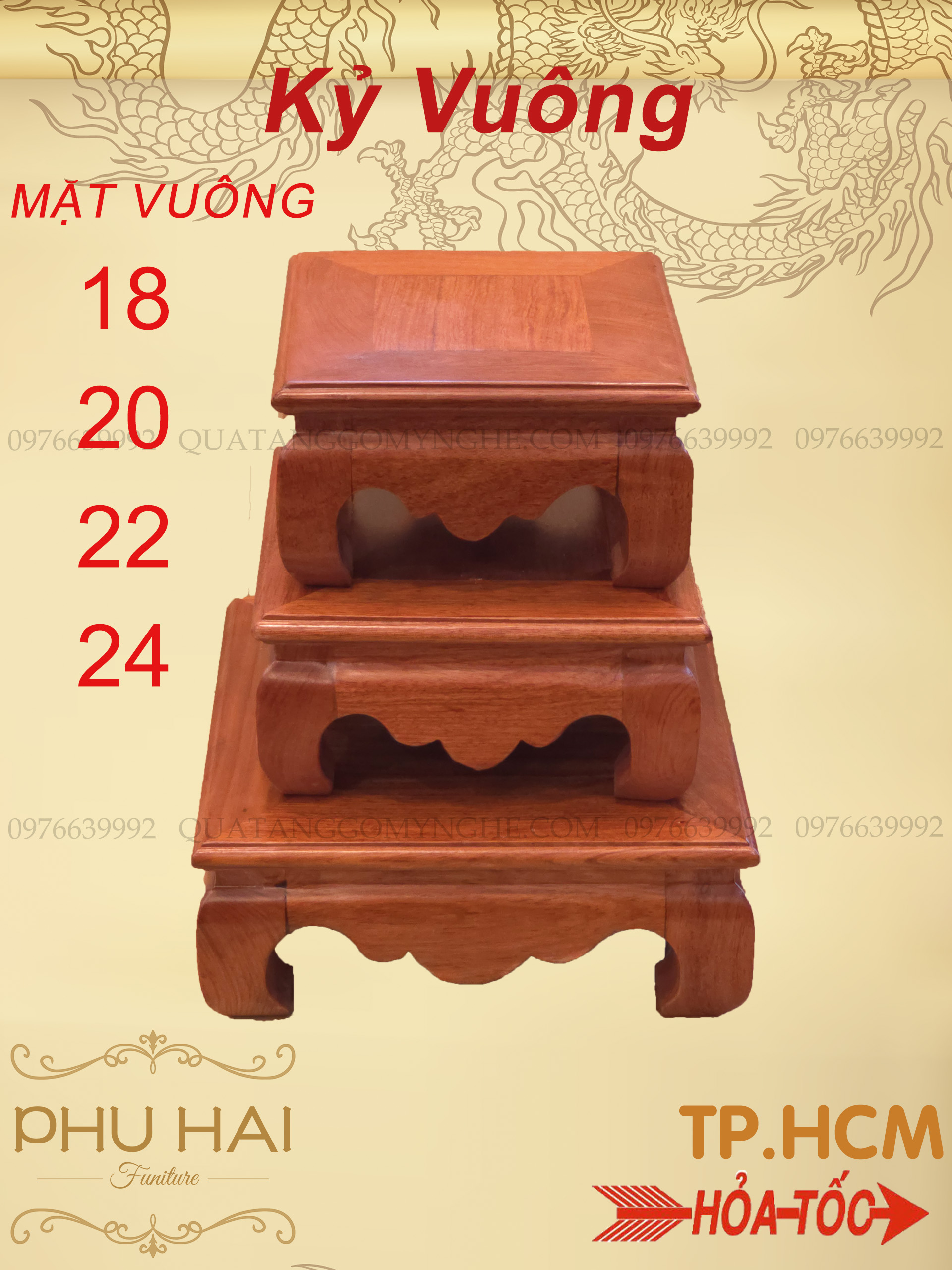 Kỷ Vuông , Đế Tượng gỗ Hương Đá Chân Cong cao 9 cm Kỷ Vuông , Đế Tượng gỗ Hương Đá Chân Cong cao 9 cm