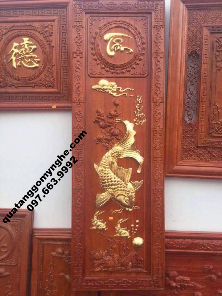 Tranh gỗ mỹ nghệ Lý Ngư Vọng Nguyệt LNVG1 Tranh gỗ mỹ nghệ Lý Ngư Vọng Nguyệt LNVG1