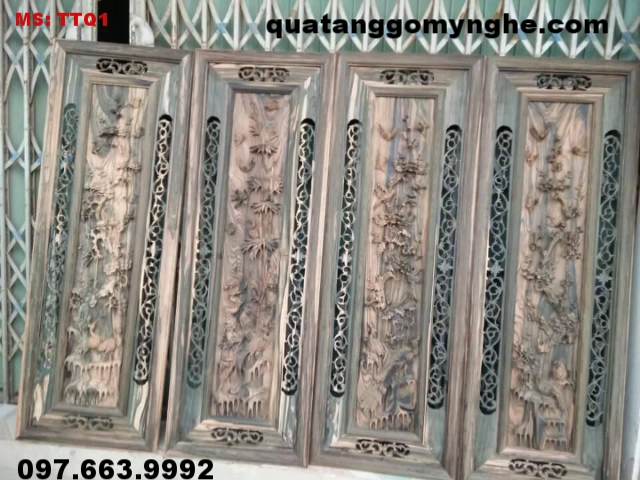 Tranh tứ quý gỗ Tùng Cúc Trúc Mai TTQ1 Tranh tứ quý gỗ Tùng Cúc Trúc Mai TTQ1