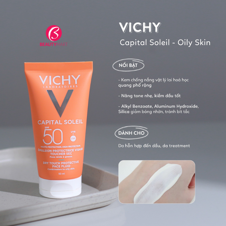 Kem Chống Nắng Vichy Dry Touch SPF50+ Dành Cho Da Dầu