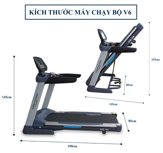 Kích thước máy chạy bộ HQ-V6