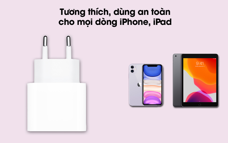 Bộ Sạc Nhanh Apple 20W Type-C Chuẩn PD Cho iPhone 14 Pro Max - Chính Hãng