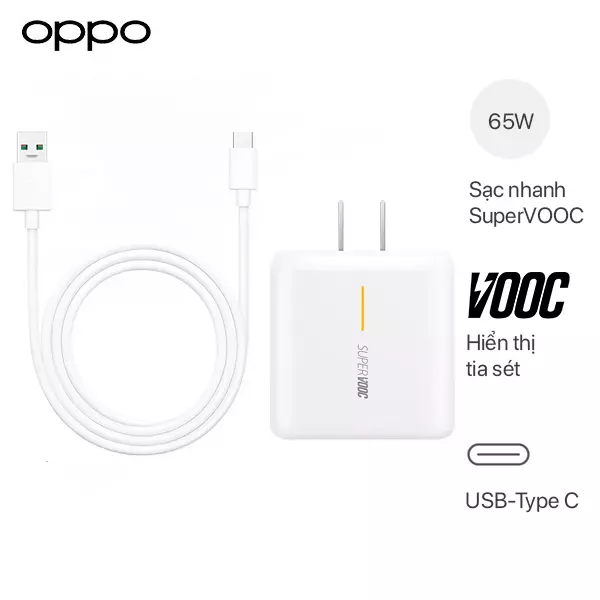 Bộ Sạc Siêu Nhanh SuperVOOC 2.0 65W Cho OPPO Reno10 5G - Hàng Chính Hãng