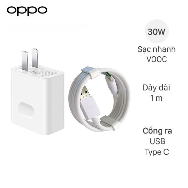 Bộ Sạc Nhanh OPPO Oppo A94 30W VOOC 4.0 - Hàng FullBox - Chính Hãng