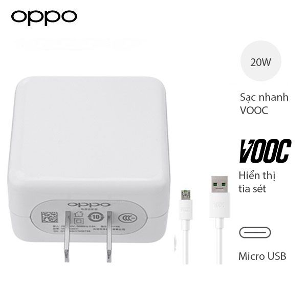 Bộ Sạc Nhanh OPPO F11/F11 Pro VOOC 3.0 20W - Cáp Micro-USB 7 PIN- Chính Hãng