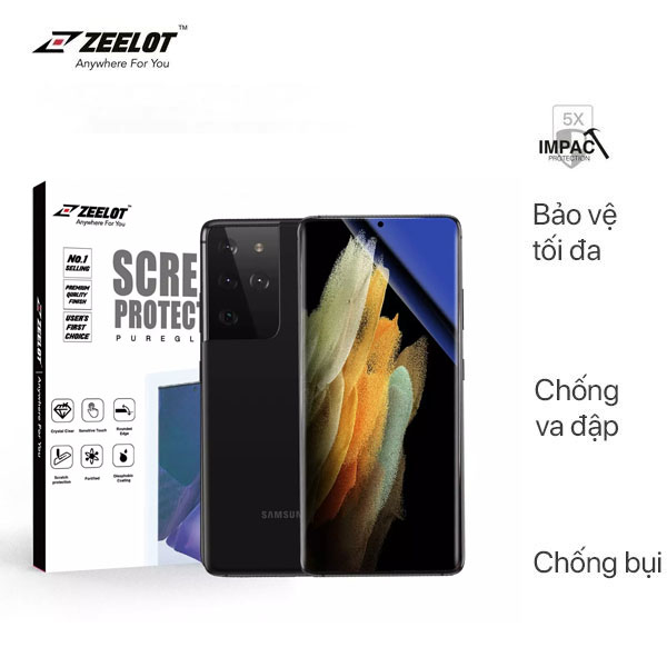 Cường lực Zeelot 3D Loca cho Samsung Galaxy S21 Ultra - Hàng Fullbox - Chính hãng