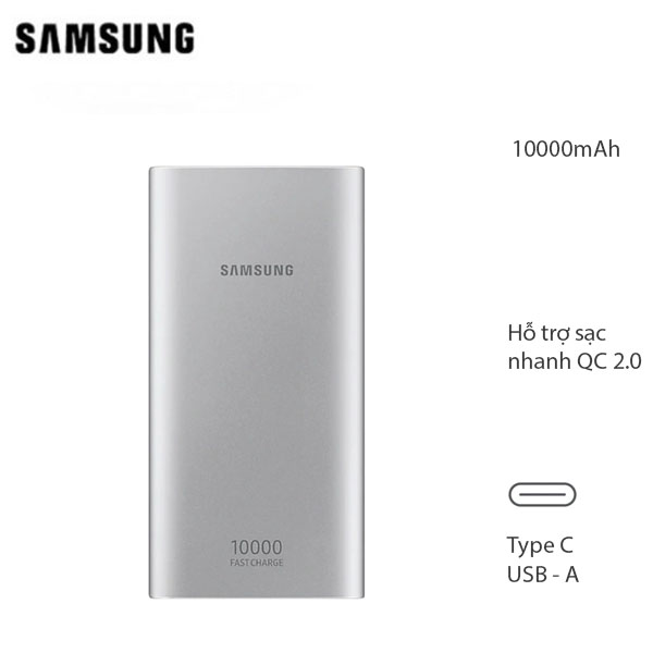 Pin Sạc Dự Phòng Samsung EB-P1100 10000mAh Hỗ Trợ Sạc Nhanh QC 3.0 - Hàng Chính Hãng