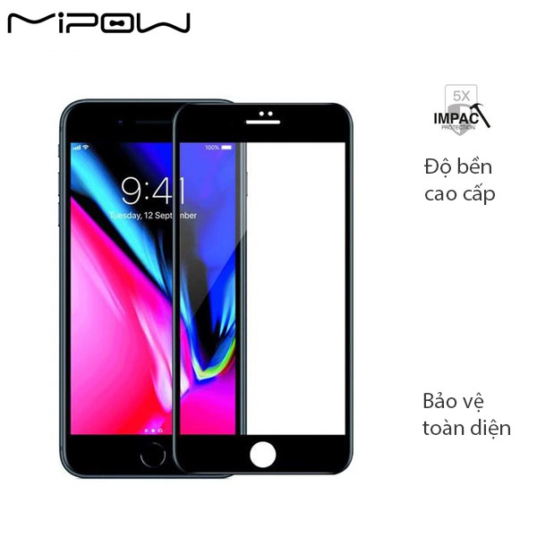 Kính Cường Lực Mipow Kingbull 3D IPhone 7Plus / 8Plus (Đen) - Chính Hãng Phân Phối