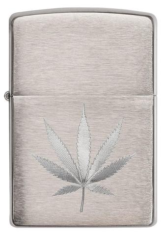 Zippo Chrome Marijuana Leaf Design 29587
