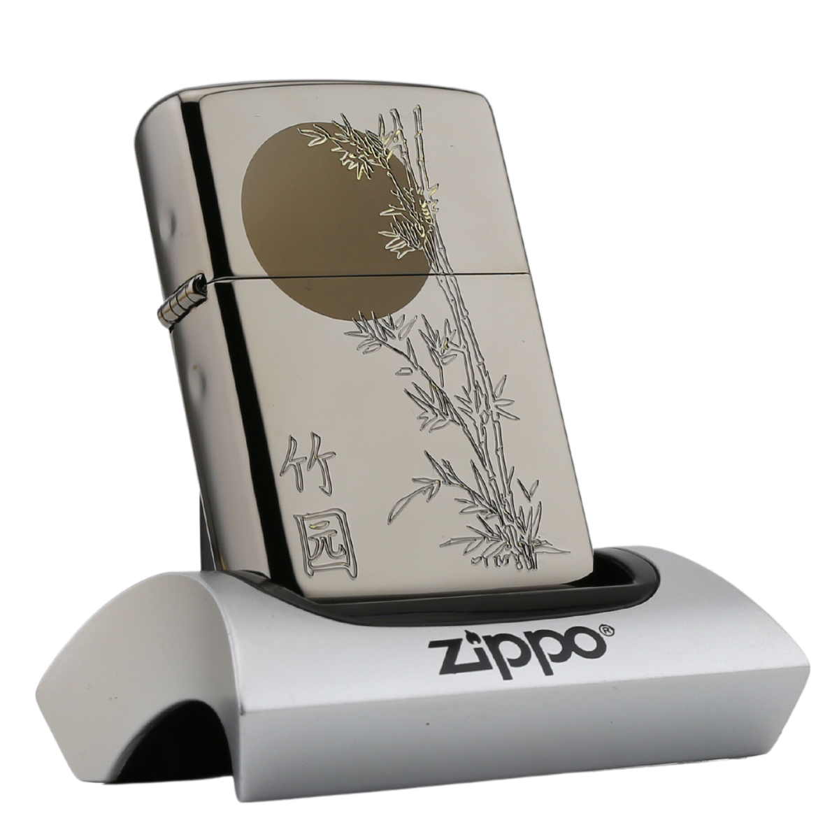 Zippo Huyền Băng Khắc Trăng Treo Cành Trúc phong thủy tài lộc