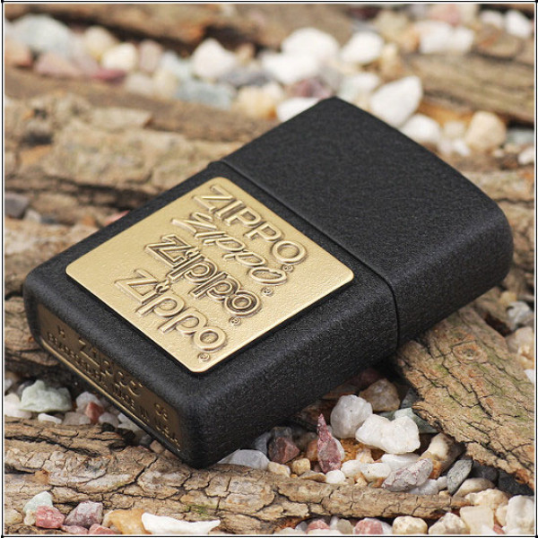 Zippo Brass Emblem Black Crackle hàng chính hãng usa zippo mỹ