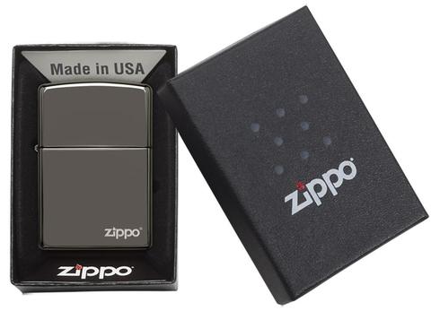 Zippo Black Ice (Dark Chrome) with Zippo Logo quà tặng đíhc thực ý nghĩa