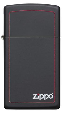 Zippo Black Matte with Zippo Logo and Border Slim quà tặng cho người thân, sếp , đồng nghiệp