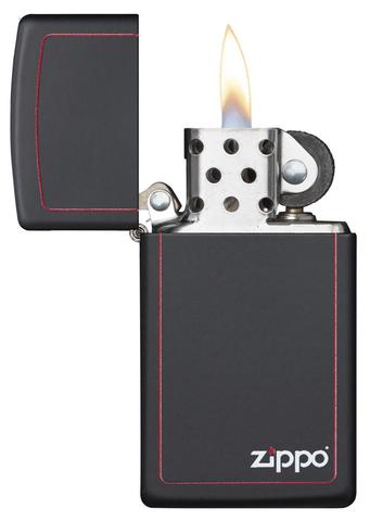 Zippo Black Matte with Zippo Logo and Border Slim món quà ý nghĩa tặng cho ông xã