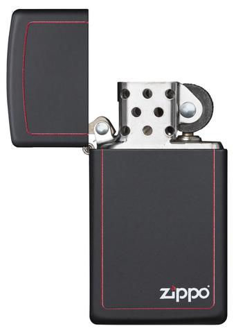 Zippo Black Matte with Zippo Logo and Border Slim cao cấp